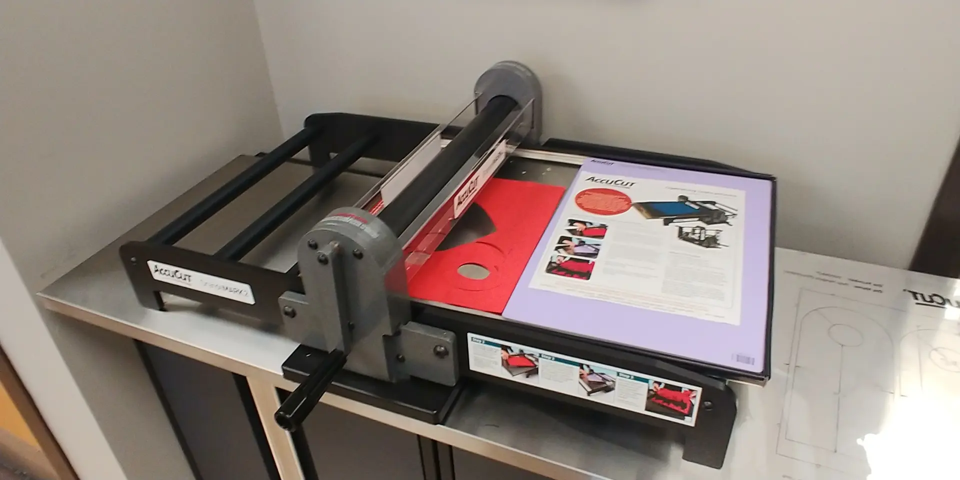 Goodnight Memorials "AccuCut" die-cutting machine.